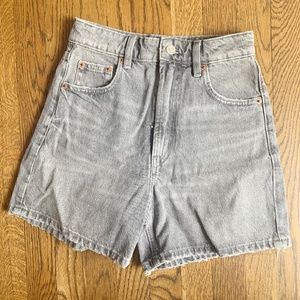 Zara Light Grey High Waisted Jean Shorts